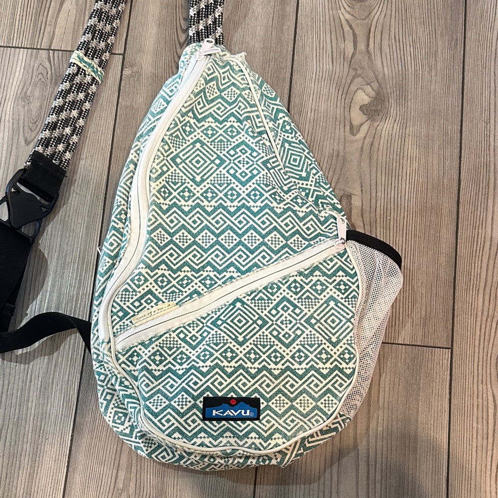 Kavu Mint and White Patterned Sling Bag